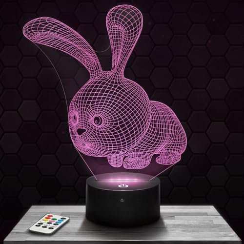Lampephoto.fr Nachttischlampe - Touch-Nachtlicht Niedlicher Hase Tier 3D-LED-Lampe Illusion, Geschenkidee Weihnachten Geburtstag Junge und Mädchen Nachttischlampe Kinder- oder Erwachsenenzimmer