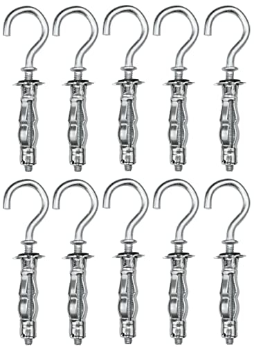 AERZETIX - C57883 - Set di 10 - Tassello a espansione Ø8x32mm con gancio per avvitare M4 - per cartongesso corpo cavo muro a secco - in acciaio - finitura zincata Cr3+
