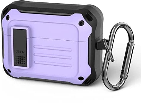 WOFRO Case Designed for Sony Linkbuds S with Secure Lock Clip Protective Cover Military Armor Series Full-Body Shockproof Rugged Hard Shell with Keychain (Purple)