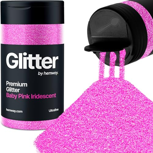 Baby Pink Iridescent Glitter Shaker, 130g Ultrafine Glitter, Crafts 1/128 Metallic Flake Silver Sequins, Resin & Epoxy Crafts, Decorating, Halloween, Christmas Nail, Face, Hemway