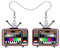 LONYOO Acryl Herz Vintage Ohrringe Anweisung Baumeln Drop Schmuck Nostalgie Geschenke für Frauen Mädchen Charms (Braune Fernseh Ohrringe)