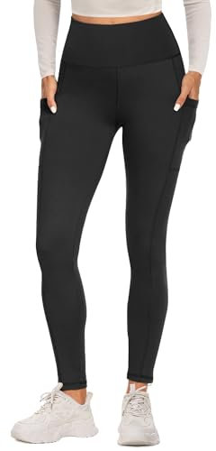 FOTOCITI Sport Leggings Damen mit Tasche High Waist Sportleggins Lang Blickdicht Sporthose Push Up Yogahose Bauchweg Laufhose Fitnesshose Hose(Schwarz, XXL)