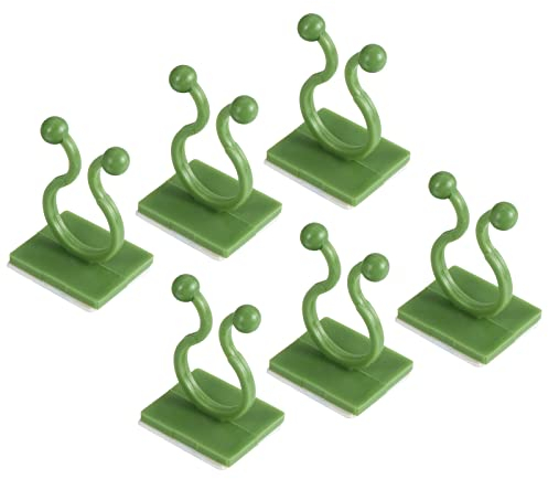 PATIKIL Plant Clips, 100 Pack Plant Climbing Wall Fixture Sticky Hook Self-Adhesive Wall Plant Support Binding Clip, Green