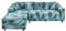 Lydevo Sofabezug Ecksofa L Form Sofa Überwürfe Stretch Sofabezug L Form Rechts oder Links mit Zwei Kissenbezügen Waschbar Universal-Couchbezug L Form Sofa Cover L Shape(3+4,Blaue Blätter)