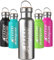 Stainless Steel Water Bottle - 500ml - Vacuum Insulated Metal Water Bottle - Standard Mouth Flask - BPA Free - Water Bottle for Work, Gym, Travel, Sports (Stainless Steel)