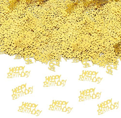 GoldRock Happy Birthday Konfetti Geburtstag Gold, Glitzer Tischdeko Geburtstag, Streudeko Geburtstag Frau Mann,Goldene Confetti für Geburtstagsdeko Tisch,Luftschlangen Geburtstag,Happy Birthday Deko