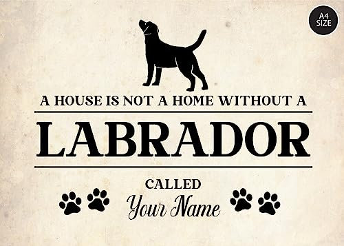 ELITEPRINT Personalised Pet Name Dog Sign Metal Wall Plaque - Wall Art Decorations (LABRADOR) (A4 (29.7cm x 21cm))