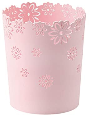 Yililay Poubelle Ronde Peut Plastique Creux en Papier déchet bac Fleur de Dentelle Panier de déchets pour Le Bureau, Poubelle en Papier déchet