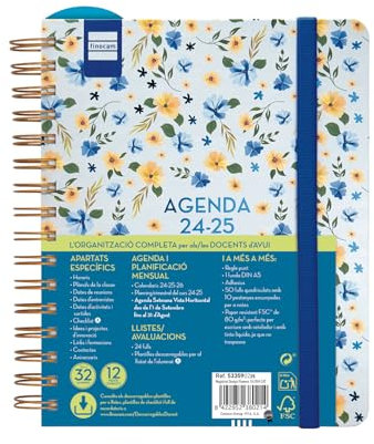 Finocam - Lehrerkalender Magistral Design 2024 2025 Wochenansicht, September 2024 - August 2025 (12 Monate) Blumen Katalanisch