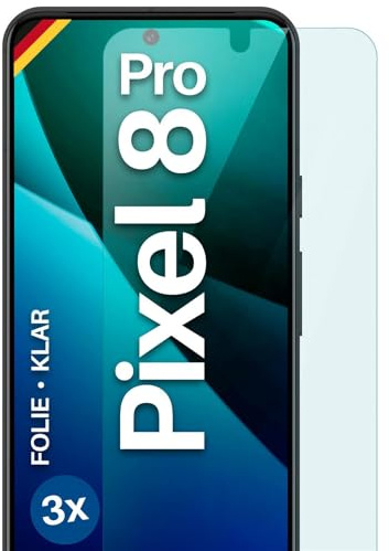 moex für Google Pixel 8 Pro Schutzfolie Displayschutz Folie Ultra-klar HD 0,2 mm kompatibel mit jeder Hülle, Anbringen ohne Blasen, Handyfolie Extra Kratzfest, FlexProtect 3 Stück