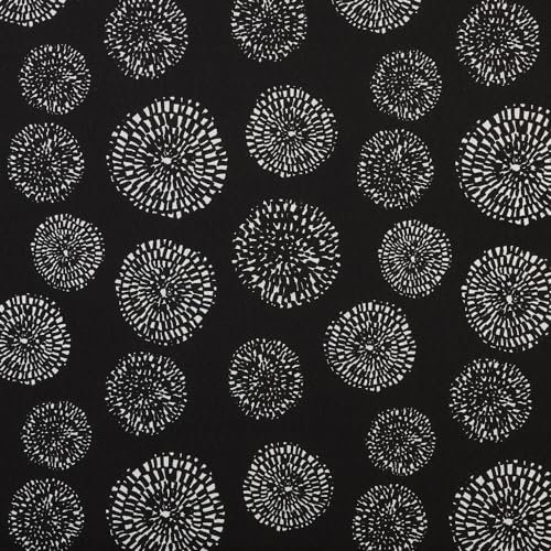 Kt KILOtela - Bedruckter Leinenstoff, Dekoration, Polster, Kissen, Vorhänge, Tagesdecken, Taschen, Tischdecken, 100 cm Länge x 280 cm Breite, geometrisch, Prag, Schwarz – 1 Meter