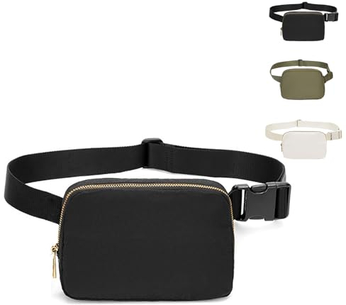 Uwiyo Bauchtasche Damen, Gürteltasche Herren, Frauen Nylon Hüfttaschen Crossbody Bag Umhängetasche kleine Brustbeutel mit verstellbarem Riemen für Sport Laufen Reise Fahren Wandern (Schwarz)