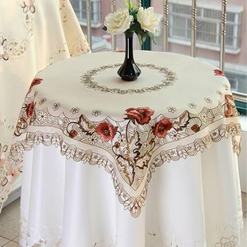 PETSTIBLE Blumenspitze Hochzeitsdekoration, Vintage-Tischdecke, bestickt, rustikaler Stil (83 x 83 cm)
