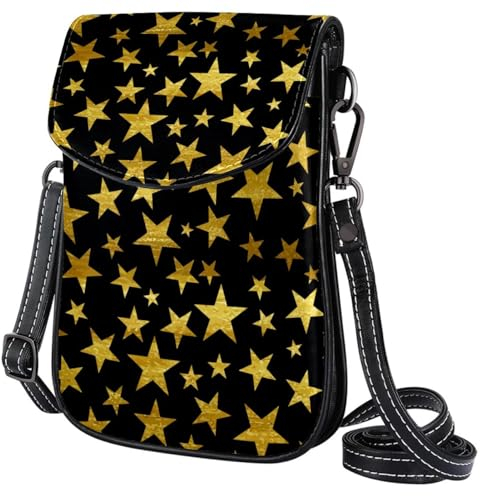 GIOKQB Damen Klein Umhängetasche Sterne Gold Schultertasche Handytasche Zum Umhängen Mini Crossbody Tasche