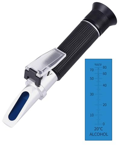 LAOYE Alkohol Refraktometer 0-80% v/v Alkoholmeter Brennerei Refraktometer bei hoher Alkoholgehalt Messgerät für Schnaps Brennen Destillierte Spirituosen Brandy Whisky Wodka Gin Tequila Mezcal