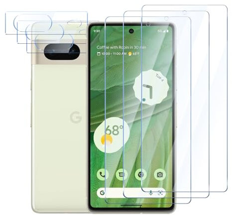 YUXINDZ 3 Pièces Verre Trempé pour Google Pixel 7 avec 3 Pièces Caméra Arrière Protecteur, Protection Écran Film Vitre Protection Anti Rayures, Sans Bulles, Dureté 9H, HD Glass