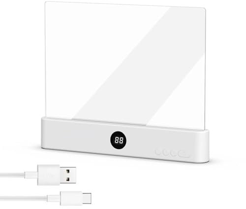 Justup Lightwedge-Buchlicht, LED 3-Farben Buchlampe Augenschutz Tragbares Platten-Buch-Leselampe, Wiederaufladbare Dimmen Timer Buch Lampe, Flache Leseleuchten für Bücher im Bett (Weiß)