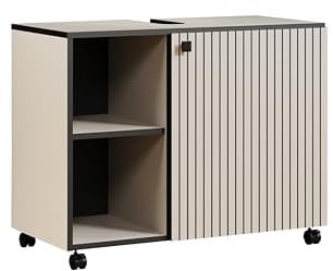 trendteam smart living - PureBliss - Waschbeckenunterschrank auf Rollen - Kashmir Hellgrau - Rillenoptik - 2 offene Fächer + 1 Einlegeboden - (BxHxT) 80 x 64 x 42cm - edle Metallgriffe