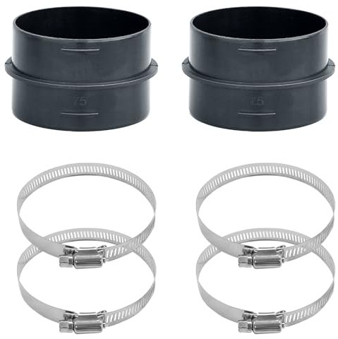 Lot de 2 raccords ronds de 75 mm avec 4 colliers de serrage en acier inoxydable pour raccord de tuyau de chauffage, raccord de tuyau de ventilation, canal rond