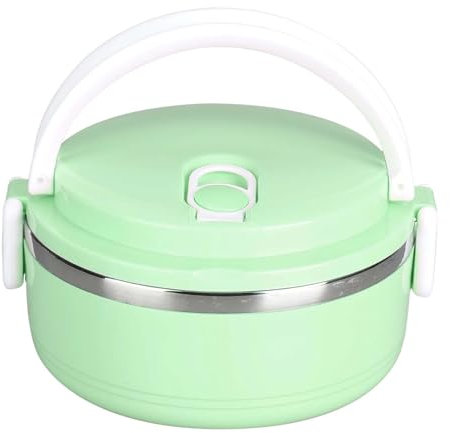 cfpqv Fiambrera térmica apilable para comida caliente, fiambrera redonda de acero inoxidable 304, recipientes sellados para alimentos, fiambrera térmica, fiambrera térmica, almacenamiento de cubiertos