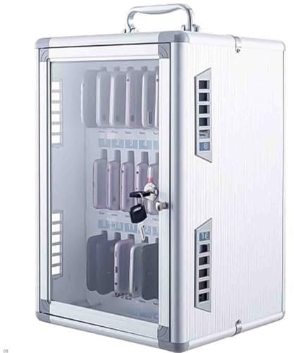 IUBGFTO Handy-Ladestationen, Aluminium, abschließbarer Telefon-Organizer, Personal-Handy-Aufbewahrungsbox, Handy-Aufbewahrungsschrank, mehrschichtiger Aufbewahrungssafe – langlebig (Silber 12 Bit)