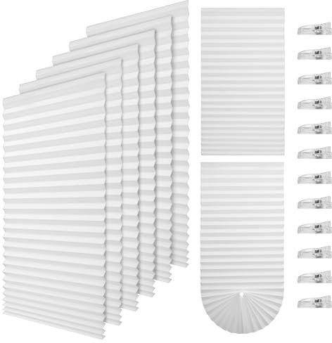 Clickinline 6 Pcs Temporary Blinds, Temporary Blackout Blinds, High Shading Stick On Blinds, Paper Temporary Blind for Windows, No Drill Conservatory Shades Pleated Blind for Home Bedroom 23.6X59