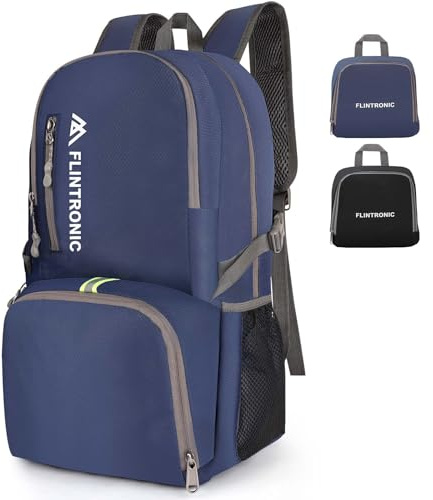 flintronic Wanderrucksack Herren Damen, 24L Faltbarer Rucksack Ultraleicht, Wasserdichter Rucksack Reiserucksack für Wandern Radfahren Klettern Camping Sport Reisen (Dunkelblau)