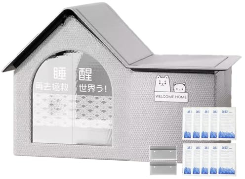 Niche D'extérieur pour Chats, Maison De Refroidissement pour Animaux De Compagnie, Maison De Climatiseur pour Animaux De Compagnie avec 10 Blocs De Glace pour Chats D'extérieur/d'intérieur