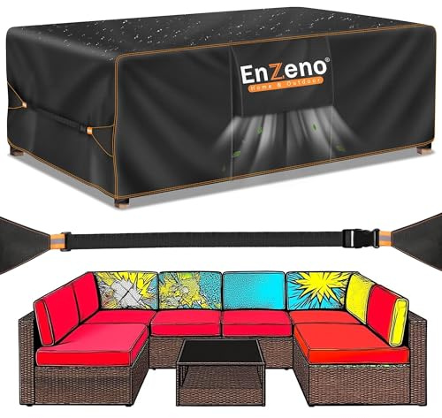 Enzeno Gartenmöbel Abdeckung Wasserdicht Abdeckplane Tisch,280x220x90cm | Schutzhülle Wetterfest Winterfest UV-beständig Winddicht Reißfest Oxford-Gewebe für Gartentisch,Gartenmöbel und Loungemöbel