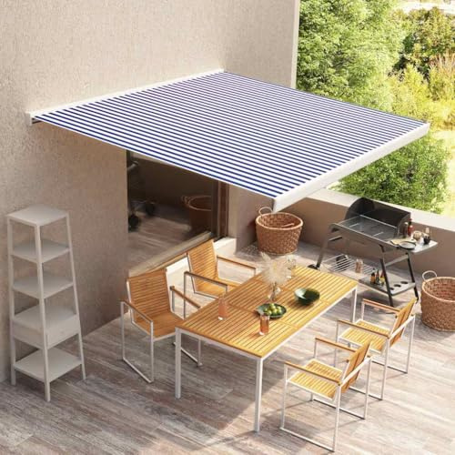 Tenda da sole in tela blu e bianca 500 x 300 cmCasa e giardino Prato e giardino Outdoor Living Tende da finestra e porta