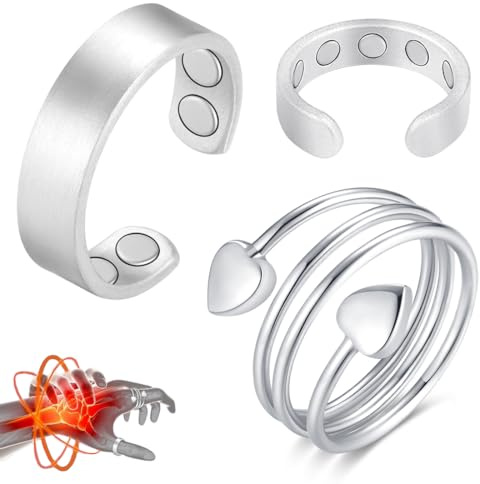 Vicmag 2Pcs Kupfer Magnetringe Damen mit 9X Starken Magnet | 3,800 Gauss, 99,99% reines Kupferring, Verstellbar, Geschenkbox