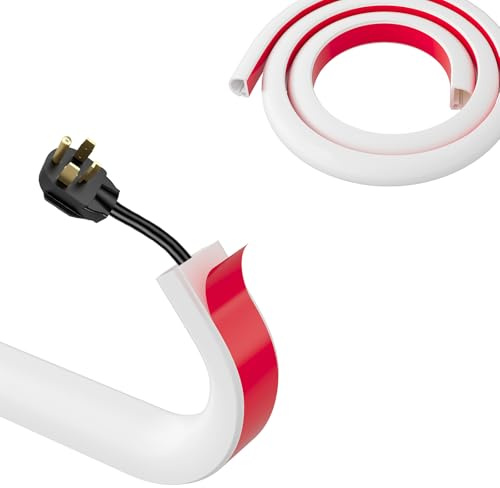 Holtrae Goulotte Passe Cable Blanc 1M Auto adhésif Petit Canal de Câble Flexible en PVC Cache Cable Sol Demi Rond TV Mural Cache Câbles Extérieur Résistant aux Intempéries pour Maison Bureau École