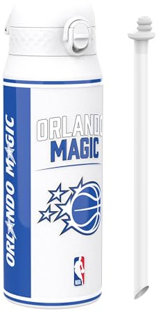 NBA Orlando Magic Sports Thermal Water Bottle with Removable Straw, 750ml/24oz, Leak-Proof Insulated Drinking Bottle, Easy to Open, Secure Lock, Dishwasher Safe, Flip Cover, Metal Bottle