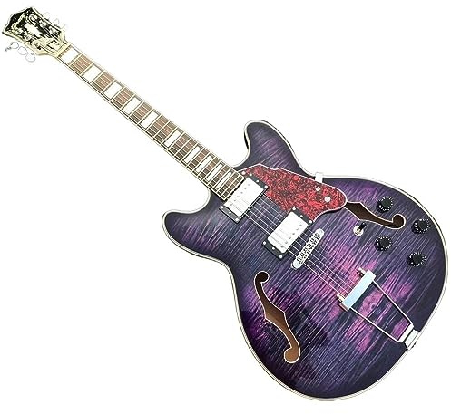 Kundenspezifische lila Jazzgitarre, Archtop-Gitarre, Jazz-E-Gitarre mit Hohlkörper, maßgeschneiderte Gitarre