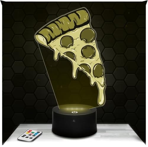 Lampephoto.fr - Lampe Pizza 3D Touch Nachtlicht Feinschmecker, Gourmand | Made in France, Sockel & Größe wählbar, dimmbar, Batterie/USB, HD-Lasergravur, Geschenk für Sie & Ihn
