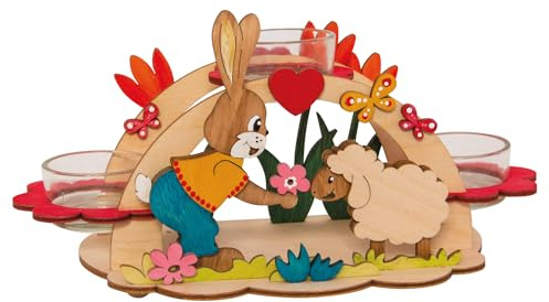Kuhnert Bastelset Osterbogen aus Holz - Teelichthalter & Osterdeko zum Selbstgestalten, Bastelset Ostern 2025 - Größe: 14 × 14 × 10 cm - Holzkunst aus dem Erzgebirge