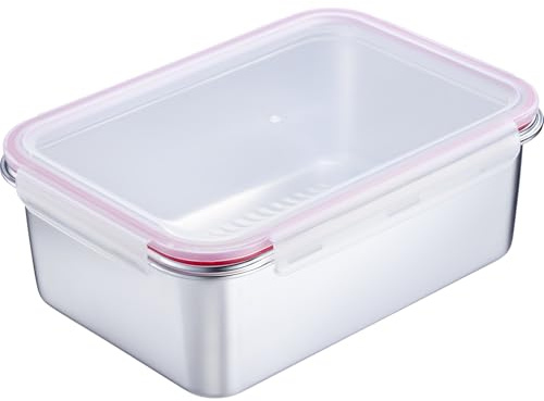 Westmark Frischhaltedose – Geteilte Lunchbox ideal für Arbeit und unterwegs als Brotdose oder Meal-Prep-Box, spülmaschinengeeignet, eckig, Edelstahl 18/8 – 4200 ml