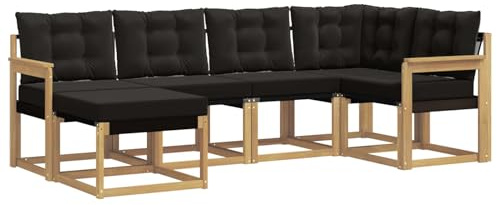 vidaXL Outdoor-Sofagarnitur mit Kissen 6 pcs Weiß und Schwarz, Moderne Outdoor-Sofa-Sitzgruppe, stylische Gartenmöbel, robuste Terrassenmöbel, Bequeme Lounge für den Garten