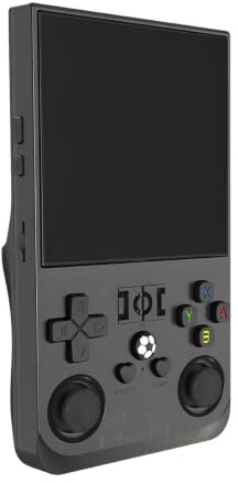 Console portatile retrò da 4 pollici, 128 GB, con sistema Linux (nero trasparente) | schermo 720 × 720, batteria da 4000 mAh, cavo di ricarica USB, mini console leggera per viaggi