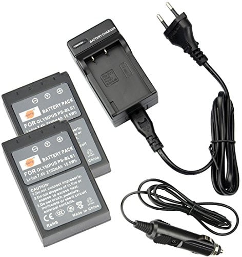DSTE 2-Pack Battery and Dual USB Quick Charger Compatible with Olympus PS-BLS1 BLS-1 E-400 E-410 E-420 E-450 E-600 E-620 E-P1 E-P2 E-P3 E-PL1 E-PL3 E-PM1 Camera
