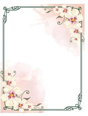 KodyCreations 100 Stationery Briefpapier, mit Niedlicher Floral Designs Ideal für Notizen Oder Brief Schreiben - Weiß Orchideen