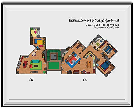 My Party Shirt Sheldon, Leonard & Penny's Apartments Floor Plan Poster 11 x 17