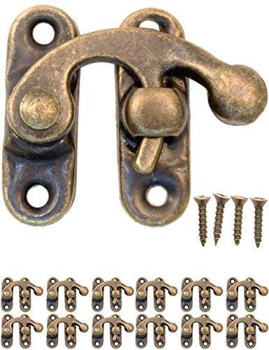FUXXER 12x Antik-Verschlüsse Rast-Haken, Metall-Haken, Bronze Design, 32 x 28 mm