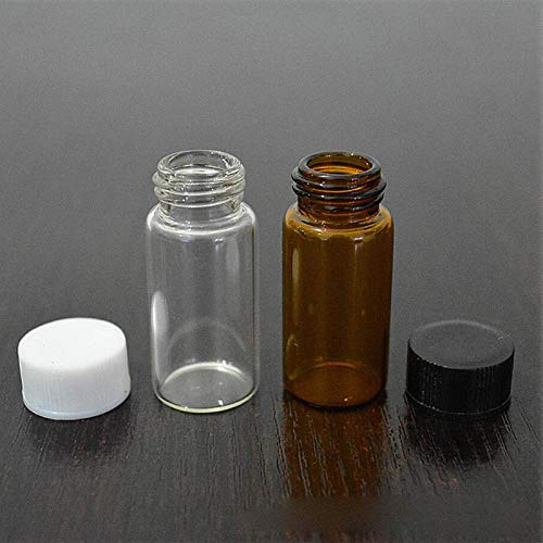 XIAONAN 10 Pack x 3ml Amber Bernstein Glasflaschen Reagenzflaschen Flaschchen Probe Wieder auffüllbar Braun Klein Leerflasche Behalter Flaschen mit Kunststoff Schwarz Schraubverschlüsse + Dichtungen