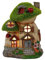 TERESA'S COLLECTIONS Gartendeko für Draußen,Gartendekoration, Feenhaus Gartendeko,feengarten,Pilz, aus Kunstharz, mit Solarlampe, Grün, Balkon, Herbst deko, Herbst Dekoration, 19.5cm