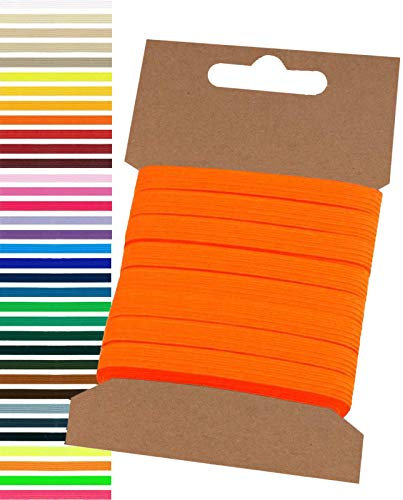 maDDma 5m Gummiband 6,6mm Gummilitze Wäschegummi elastisches Band Wäscheband Farbwahl, Farbe:Neonorange