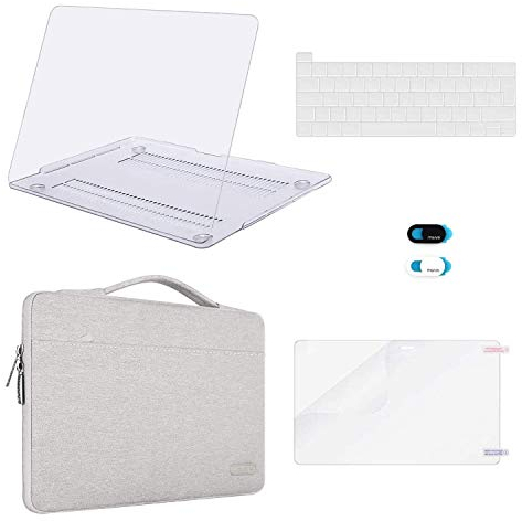 MOSISO Hülle Kompatibel mit MacBook Pro 16 Zoll 2020 2019 Release A2141 mit Touch Bar,Plastik Hülle&Sleeve Tasche&Tastaturschutz&Webcam Cover&Displayschutz,Kla&Grau