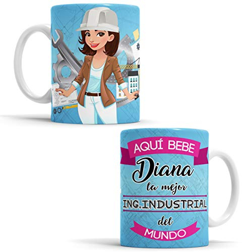 OyC Taza para Ingeniero Industrial - Aquí Bebe el Mejor del Mundo - Personalizada Con Nombre y Dibujo