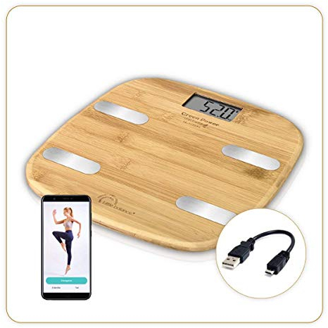 LITTLE BALANCE 8359 Fitdays Bambou USB Angeschlossene Körperanalysewaage ohne Batterie, Bambus