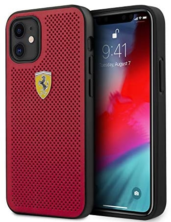 Ferrari FESPEHCP12SRE On Track Perforated Hülle für iPhone 12 Mini 5,4 rot